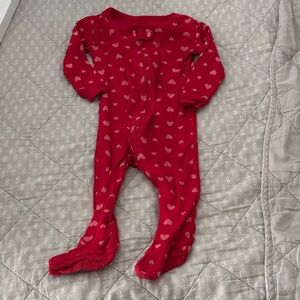 Charming Red Heart Kids Footie Pajamas